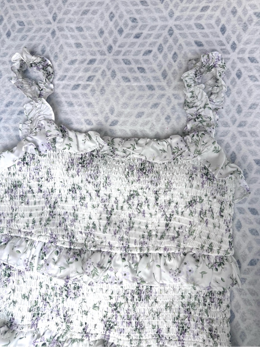 Antonio Melani Floral Smocked Fitted to Hips Dress Ruffle Cottagecore S8 - Picture 5 of 14